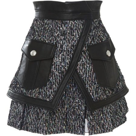 Leather Trimmed Mini Skirt