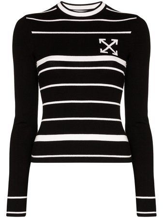 Off-White Striped Intarsia-Knit Jumper Ss20 | Farfetch.com