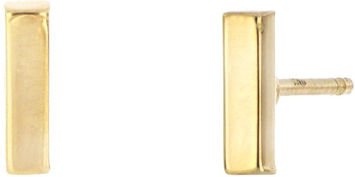 14K Gold Bar Stud Earrings