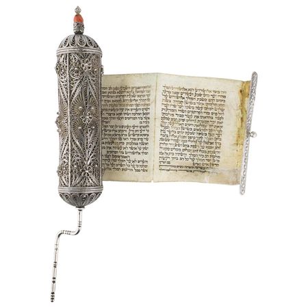 Late 19th Century Ottoman Empire Silver Megillah Case and Esther Scroll For Sale at 1stDibs