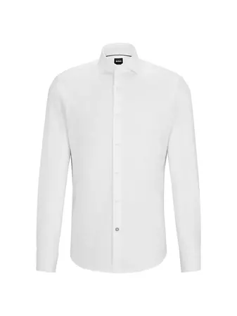 Shop BOSS Regular-Fit Shirt In Stretch-Cotton Twill | Saks Fifth Avenue