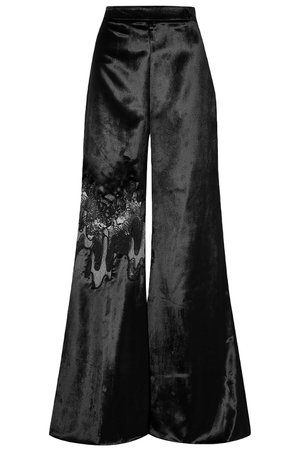 Black Lace-paneled velvet wide-leg pants | Sale up to 70% off | THE OUTNET | CUSHNIE | THE OUTNET