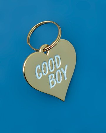good boy golden heart dog tag