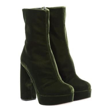 dark green heel boots