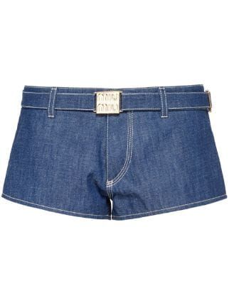 Miu Miu Belted Denim Shorts - Farfetch