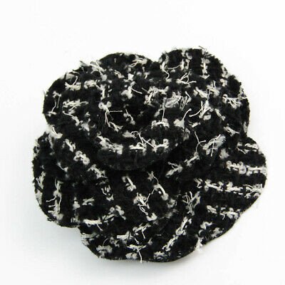 Chanel Brooches Chanel Camellia Cotton Corsage Black,White BF522221