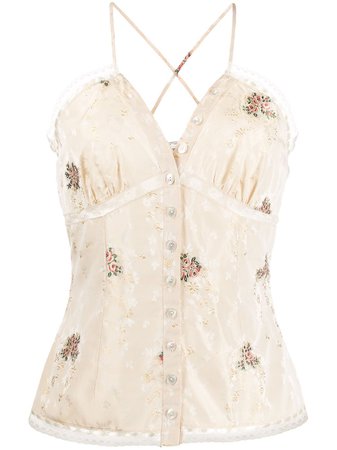 Christian Dior Pre-Owned 2000S Rose Embroidered Camisole | Farfetch.com