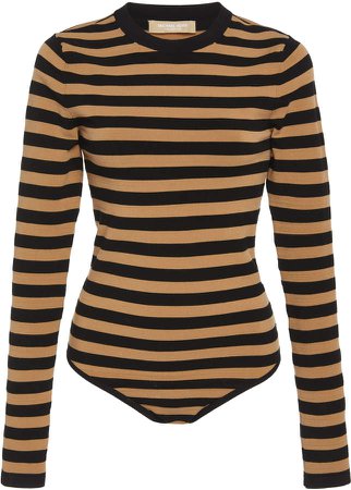 Striped Stretch-Jersey Bodysuit