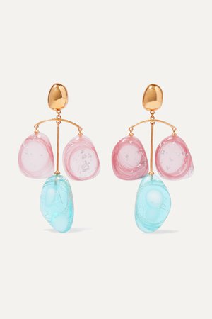 Pink Patter resin and gold-plated earrings | Ejing Zhang | NET-A-PORTER