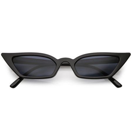*clipped by @luci-her* Women's Thin Extreme Cat Eye Sunglasses Rectangle Lens 47mm (Black / Smoke)