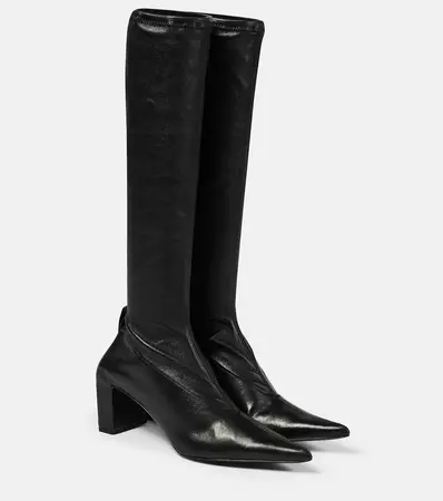 Knee High Leather Boots in Black - Jil Sander | Mytheresa