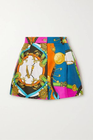 VERSACE Printed silk-twill shorts