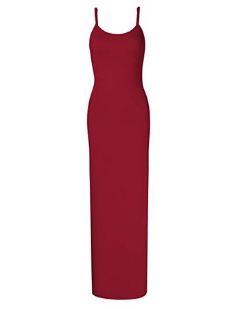 Amazon.com: GloryStar Women Sleeveless Spaghetti Strap Cami Maxi Slip Dress Long-Red S: Clothing