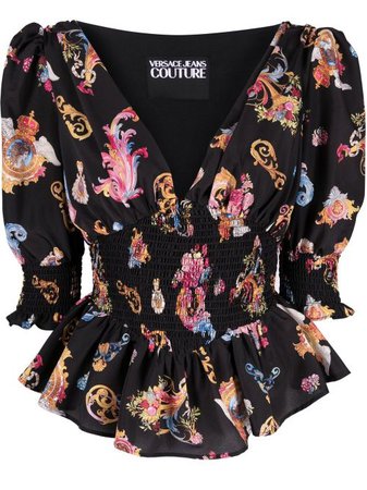 Versace Jeans Couture Cropped puff-sleeve Blouse - Farfetch