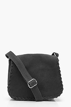 Kate Real Suede Whipstitch Saddle bag