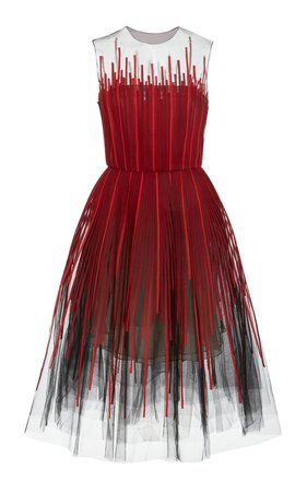 Embroidered Tulle Cocktail Dress by Oscar de la Renta | Moda Operandi
