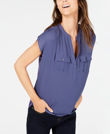 INC International Concepts INC Split Neck Utility Shirt, Created for Macy's & Reviews - Tops - Women - Macy's