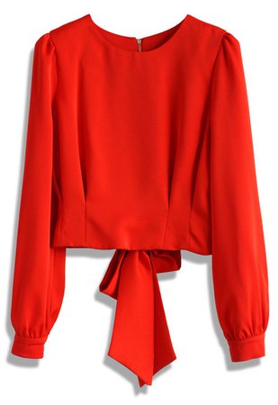Tie a Bow Cropped Top in Red - TOPS - Retro, Indie and Unique Fashion