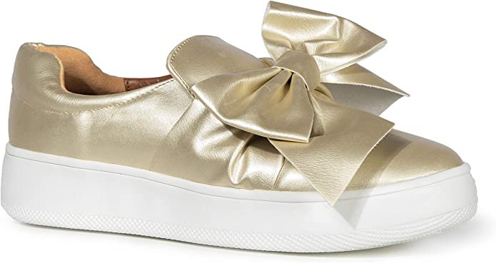 Amazon.com | J. Adams Wally Platform Sneakers for Women - Comfortable Slip On Shoes with Bow | Fashion Sneakers