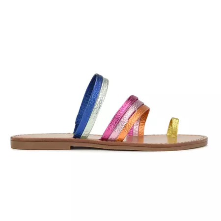 Cins Toe Ring Flat Strappy Slide Sandals - Nine West