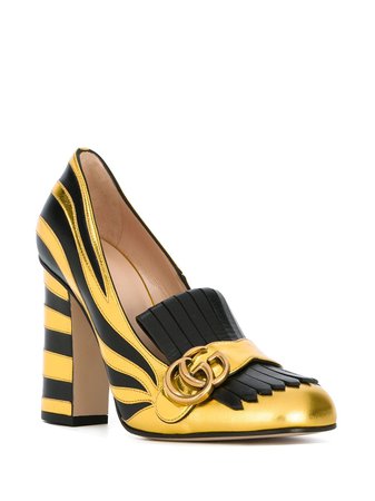 Shop black & metallic Gucci zebra fringed pumps with Express Delivery - Farfetch