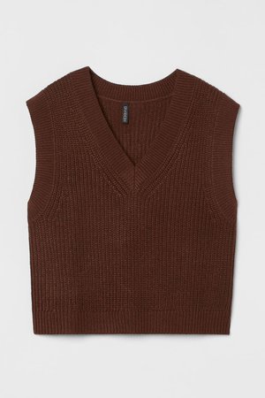 Ribbed Sweater Vest - Dark brown - Ladies | H&M US