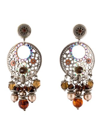 Gas Bijoux Faux Pearl, Crystal & Sequin Chandelier Earrings - Earrings - GASBI20129 | The RealReal