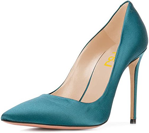 Amazon.com | FSJ Women Elegant Satin High Heels Pumps Pointed Toe Stilettos Slip On Formal Shoes Size 4-15 US | Pumps