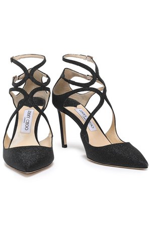 Black Cutout glittered leather pumps | Sale up to 70% off | THE OUTNET | JIMMY CHOO | THE OUTNET