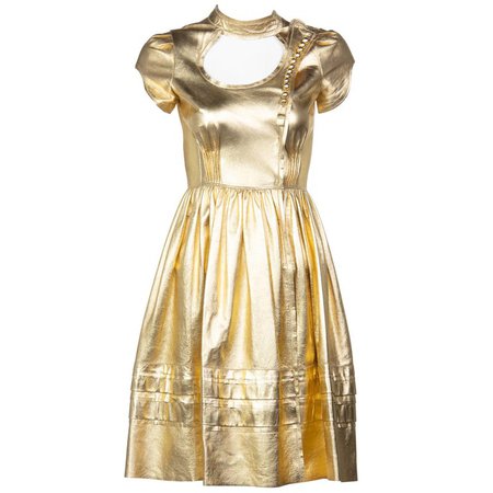 Prada Fairy Runway Gold Leather Dress, 2008 For Sale at 1stdibs