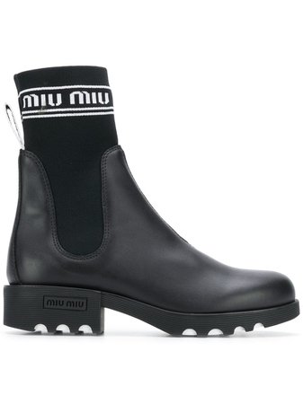 Miu Miu Logo Sock Boots - Farfetch