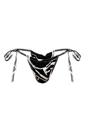 Monochrome Animal Print Tie Side Bikini Bottoms | PrettyLittleThing CA