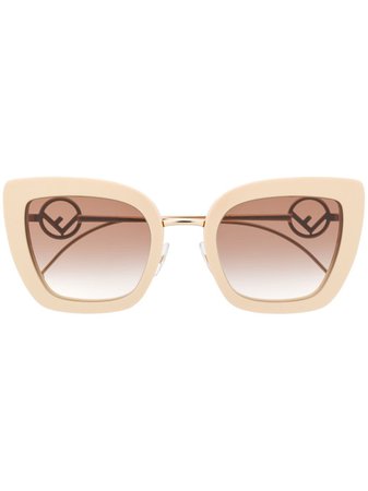Fendi Eyewear Солнцезащитные Очки в Массивной Оправе с Логотипом - Farfetch