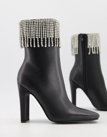 ASOS DESIGN Elemental high heeled boots with diamante trim | ASOS
