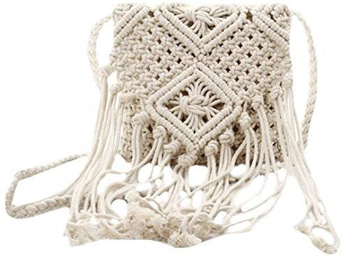 Mily Fashion Women Girls Fringed Crochet Shoulder Bag Hollow Out Woven Tassel Bag Bohemian Beach Cross Body Bag: Handbags: Amazon.com