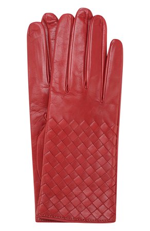 Женские красные кожаные перчатки с плетением intrecciato BOTTEGA VENETA — купить за 21650 руб. в интернет-магазине ЦУМ, арт. 244419/V5100