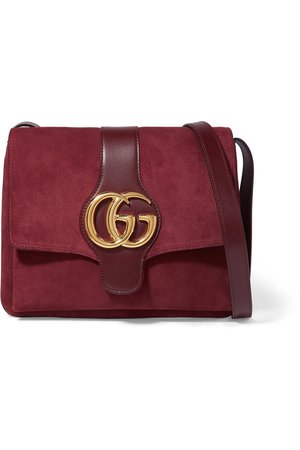 Gucci | Arli medium leather-trimmed suede shoulder bag | NET-A-PORTER.COM