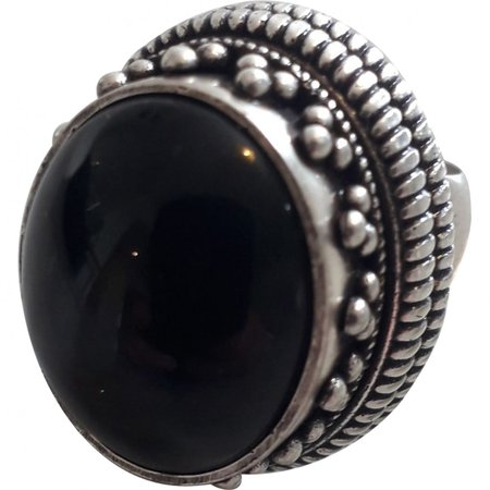 Silver ring Saint Laurent Black in Silver - 5689899