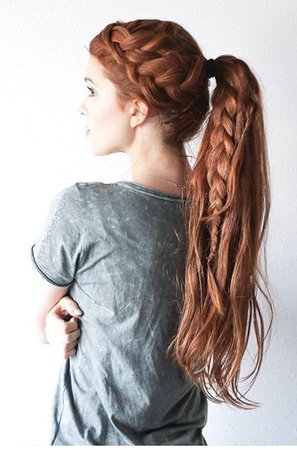 red braided ponytail