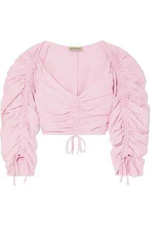 Nicholas | Ruched cropped silk and linen-blend top | NET-A-PORTER.COM