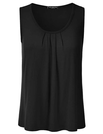 Amazon.com: EIMIN Women's Pleated Scoop Neck Sleeveless Stretch Basic Soft Tank Top (S-3X): Clothing