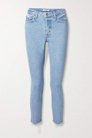 Karolina Frayed High-rise Skinny Jeans - Light denim