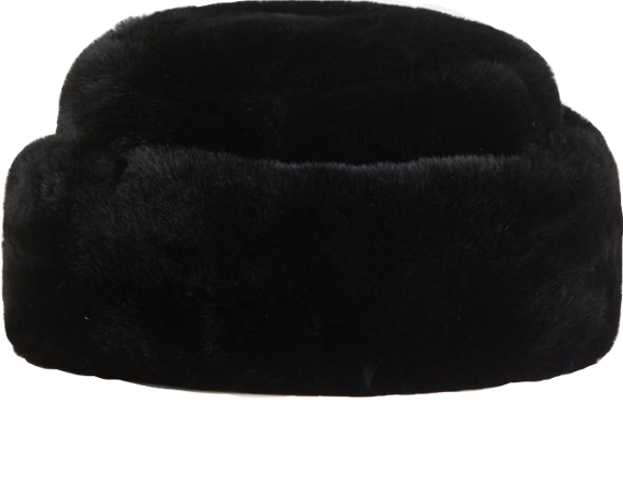 black fuzzy hat