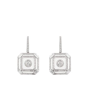 Nikos Koulis Universe Line 18k White Gold Diamond & Enamel Square Drop Earrings | Neiman Marcus