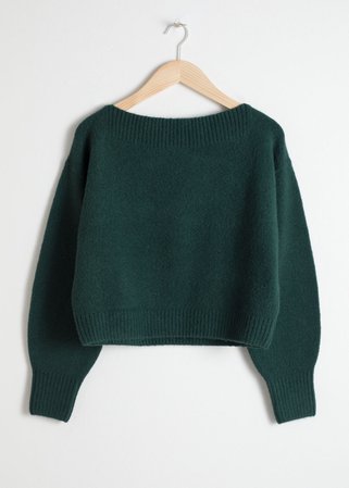 Boatneck Knit Sweater - Green - Sweaters - & Other Stories