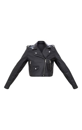 Black PU Biker Jacket With Zips. Coats & Jackets | PrettyLittleThing USA