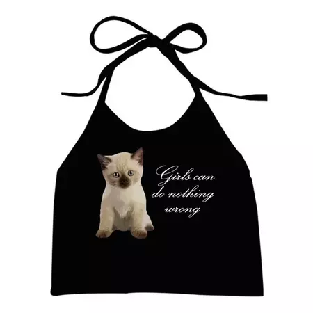 Girls Can Do Nothing Wrong Kitten Halter Top | Y2K Clothing – Boogzel Clothing