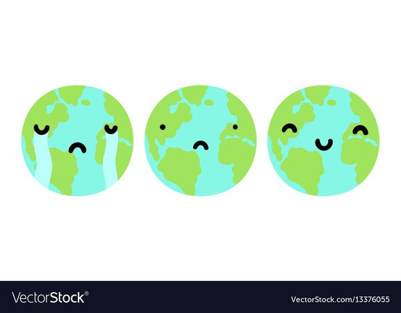 Three planets earth with different faces Vector Image