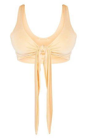 Shape Peach Tie Front Bikini Top | Curve | PrettyLittleThing AUS