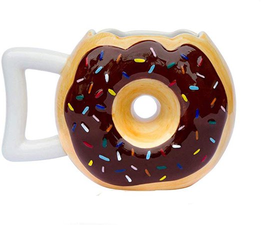 Ceramic Donut Mug - Delicious Pink Glaze Doughnut with Sprinkles - Funny"MMM. Donuts!" Quote - Best Cup for Coffee, Tea, Hot Chocolate and More - Large 14 oz: Amazon.ca: Home & Kitchen